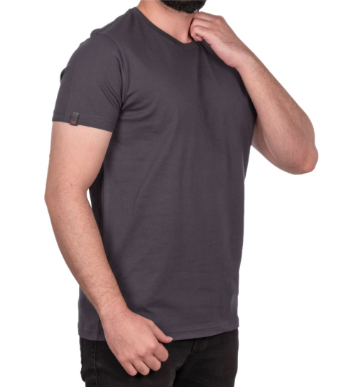 Sıfır Yaka T-shirt Antrasit - Premium- Numune