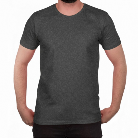 Sıfır Yaka T-shirt Antrasit - Premium- Numune