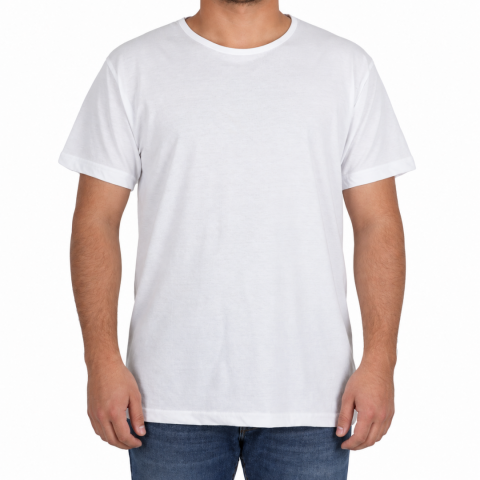 Sıfır Yaka T-shirt Beyaz - Basic (Promosyon)- Numune
