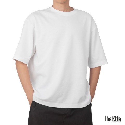 Sıfır Yaka T-shirt Beyaz - Toptan Oversize