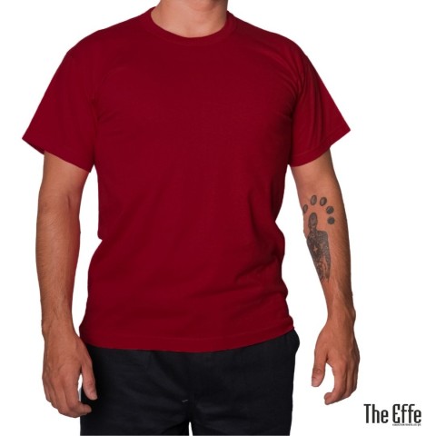 Sıfır Yaka T-shirt Bordo - Company- Numune