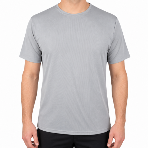 Sıfır Yaka T-shirt Gri - Dry Touch- Numune