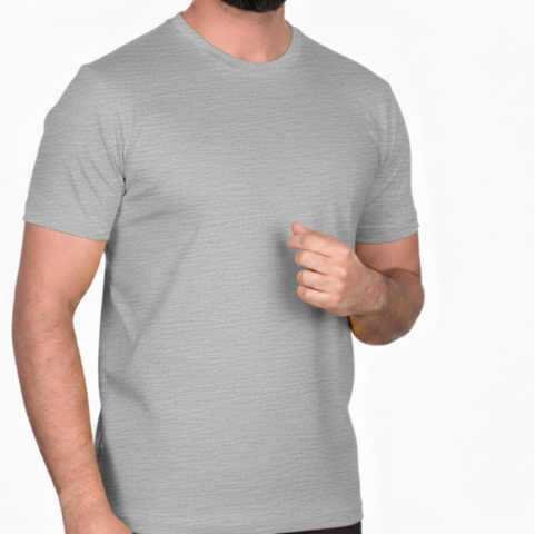 Sıfır Yaka T-shirt Gri -  Premium- Numune