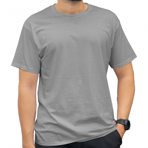 Sıfır Yaka T-shirt Gri -  Premium- Numune