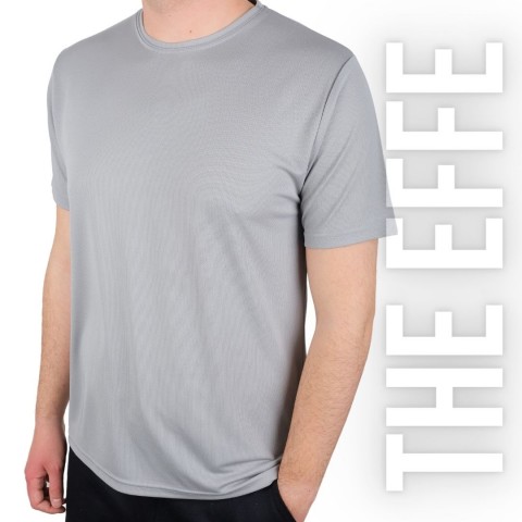 Sıfır Yaka T-shirt Gri - Toptan Dry Touch