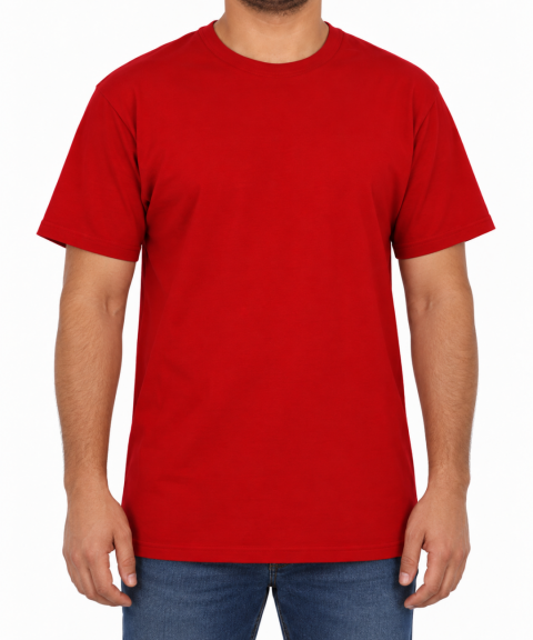Sıfır Yaka T-shirt Kırmızı - Basic (Promosyon)- Numune