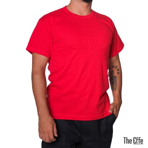 Sıfır Yaka T-shirt Kırmızı -Company- Numune