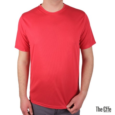Sıfır Yaka T-shirt Kırmızı - Dry Touch- Numune
