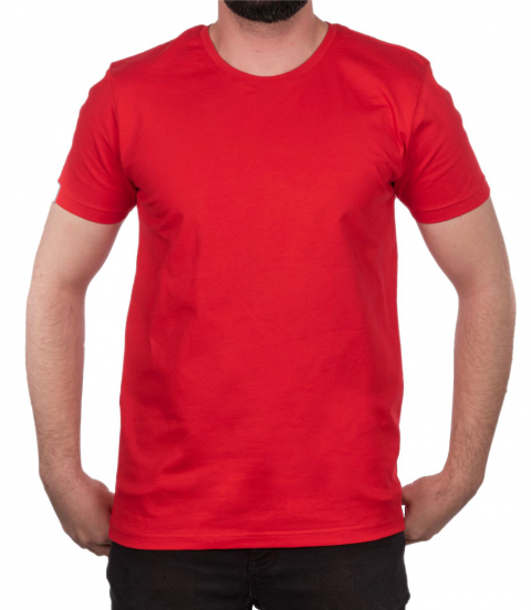 Sıfır Yaka T-shirt Kırmızı - Toptan Premium