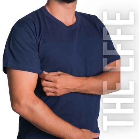 Sıfır Yaka T-shirt Lacivert - Toptan Company