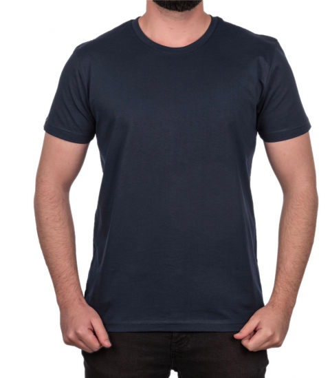 Sıfır Yaka T-shirt Lacivert - Toptan Premium
