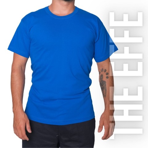 Sıfır Yaka T-shirt Saks Mavi - Company- Numune