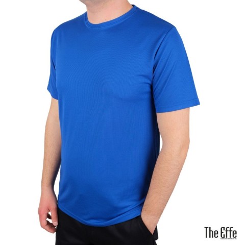 Sıfır Yaka T-shirt Saks Mavi - Dry Touch- Numune