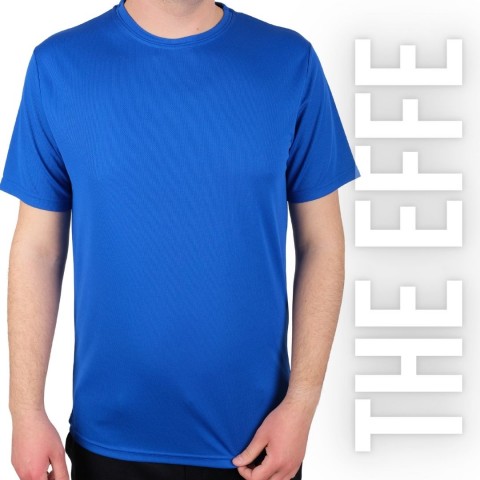 Sıfır Yaka T-shirt Saks Mavi - Toptan Dry Touch