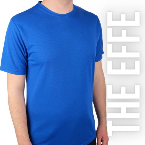 Sıfır Yaka T-shirt Saks Mavi - Toptan Dry Touch