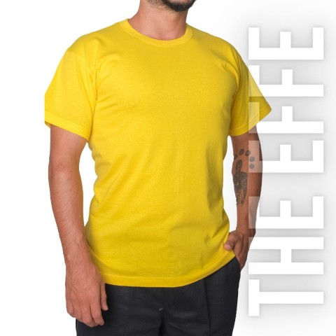 Sıfır Yaka T-shirt Sarı - Toptan Company