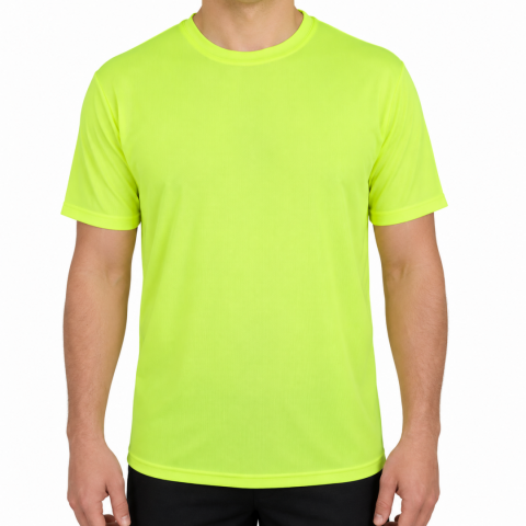 Sıfır Yaka T-shirt Sarı - Toptan Dry Touch