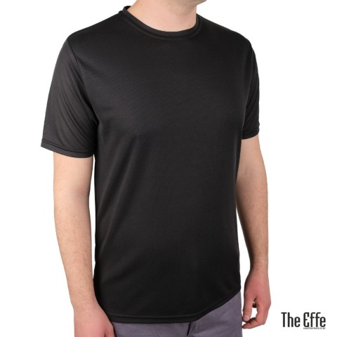 Sıfır Yaka T-shirt Siyah - Dry Touch- Numune