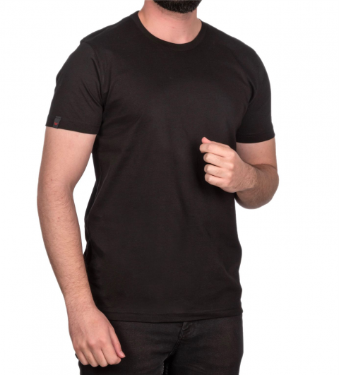 Sıfır Yaka T-shirt Siyah - Toptan Premium
