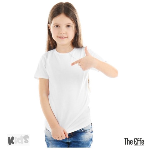 Sıfır Yaka T-shirt - Toptan Çocuk Beyaz