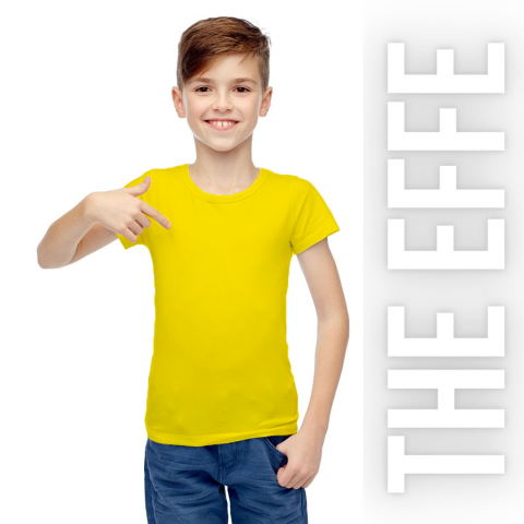 Sıfır Yaka T-shirt -Toptan Çocuk Sarı