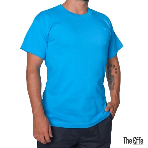 Sıfır Yaka T-shirt Turkuaz - Company- Numune
