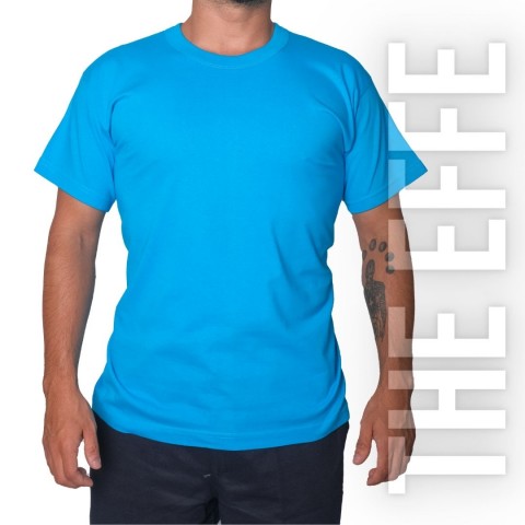 Sıfır Yaka T-shirt Turkuaz - Toptan Company