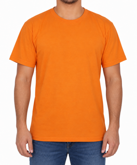 Sıfır Yaka T-shirt Turuncu - Basic (Promosyon)- Numune