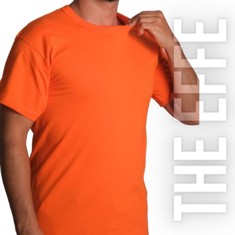 Sıfır Yaka T-shirt Turuncu - Company- Numune