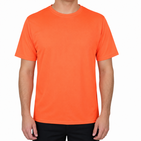 Sıfır Yaka T-shirt Turuncu- Toptan Dry Touch