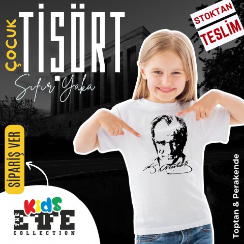 Sıfır Yaka Tişört Çocuk 10 Kasım Atatürk Baskılı Model 01