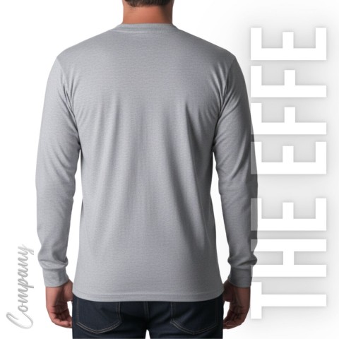 Sıfır Yaka Uzun Kol T-shirt Gri - Toptan Company - - Numune
