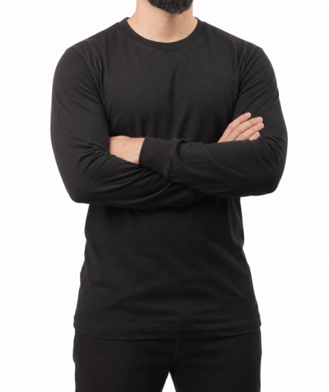 Sıfır Yaka Uzun Kol T-shirt Siyah - Toptan Company