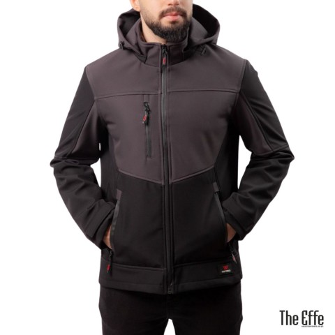 Softshell Mont Kapşonlu / Gri Siyah - Toptan İş Kıyafeti