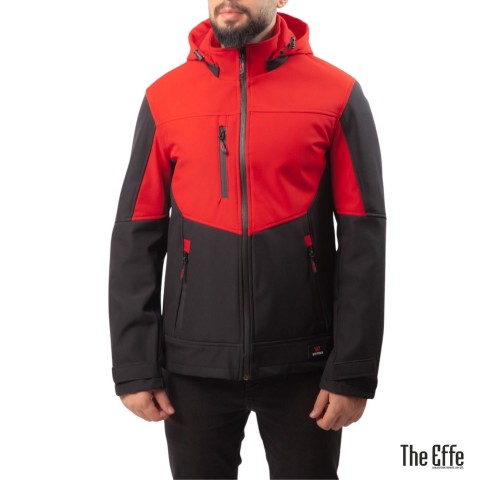 Softshell Mont Kapşonlu / Kırmızı Siyah - Toptan İş Kıyafeti