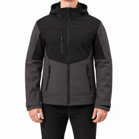 Softshell Mont Kapşonlu / Siyah Gri - Toptan İş Kıyafeti