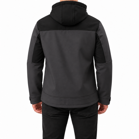 Softshell Mont Kapşonlu / Siyah Gri - Toptan İş Kıyafeti
