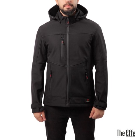 Softshell Mont Kapşonlu / Siyah - Slim Fit / Outlet