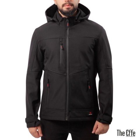 Softshell Mont Kapşonlu / Siyah - Toptan İş Kıyafeti