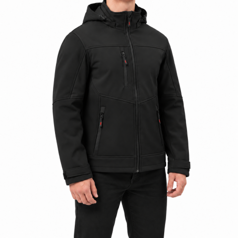 Softshell Mont Kapşonlu / Siyah - Toptan İş Kıyafeti