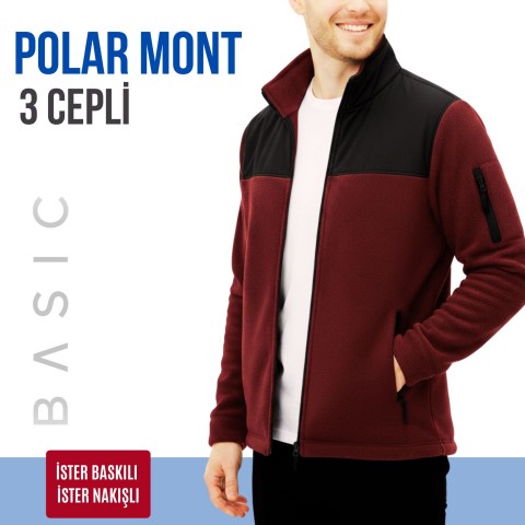 Softshelli Polar Mont 3 Cepli / Bordo - Toptan İş Kıyafeti