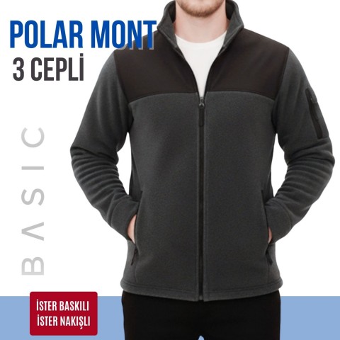Softshelli Polar Mont 3 Cepli / Gri - Toptan İş Kıyafeti