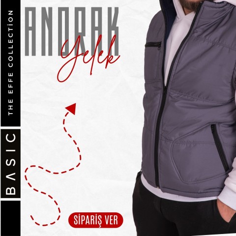 Yelek Anorak Gri - Toptan İş Kıyafeti