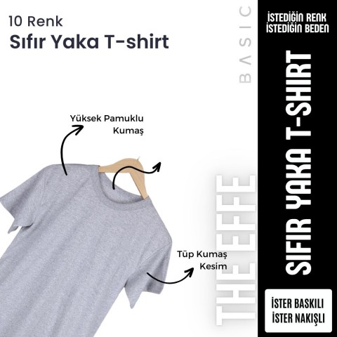 The Effe Basic (Promosyon) - Sıfır Yaka T-shirt Beyaz