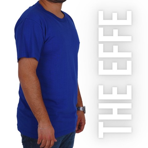 The Effe Basic (Promosyon) - Sıfır Yaka T-shirt Saks Mavi