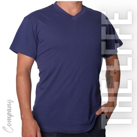 V Yaka T-shirt Lacivert - Company- Numune