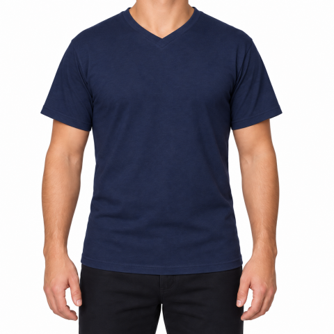 V Yaka T-shirt Lacivert - Toptan Company
