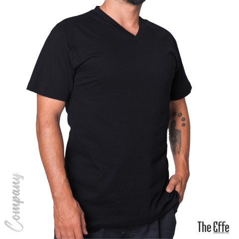 V Yaka T-shirt Siyah- Company- Numune