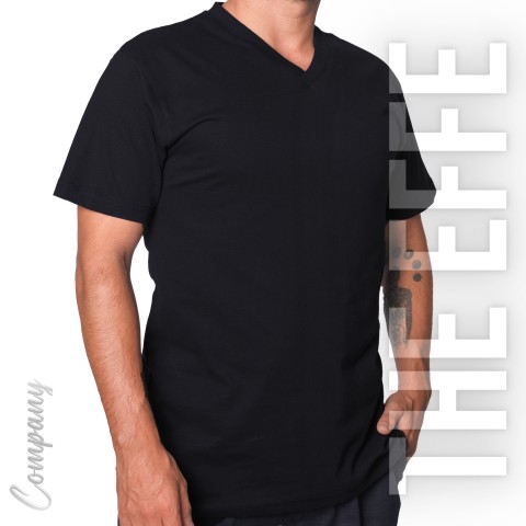 V Yaka T-shirt Siyah- Company- Numune