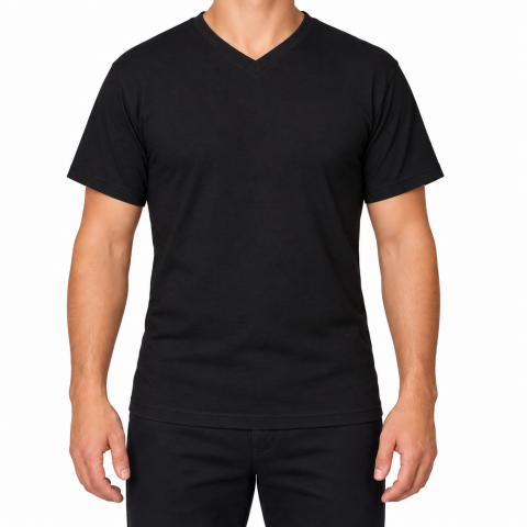 V Yaka T-shirt Siyah - Toptan Company